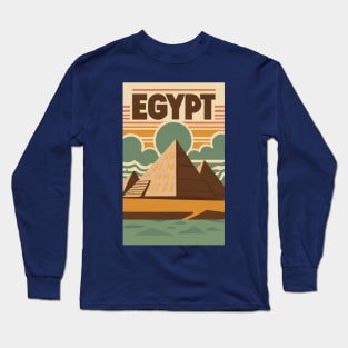 A Vintage Travel Poster of Giza Pyramids - Egypt Long Sleeve T-Shirt